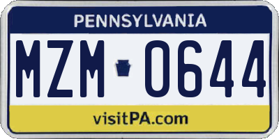 PA license plate MZM0644