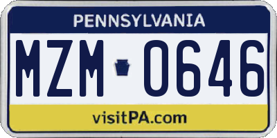 PA license plate MZM0646