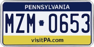 PA license plate MZM0653