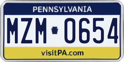 PA license plate MZM0654