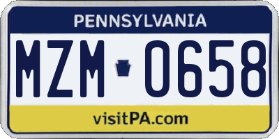 PA license plate MZM0658