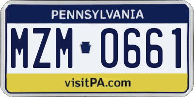 PA license plate MZM0661