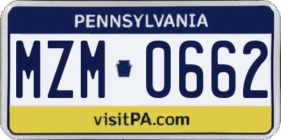 PA license plate MZM0662