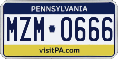 PA license plate MZM0666