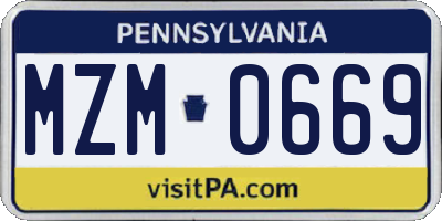 PA license plate MZM0669