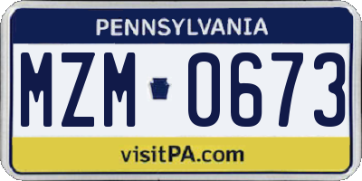 PA license plate MZM0673