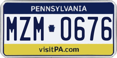PA license plate MZM0676