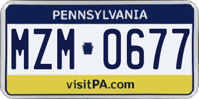 PA license plate MZM0677