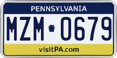 PA license plate MZM0679