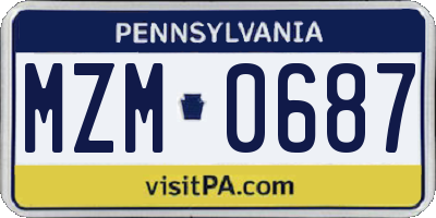 PA license plate MZM0687