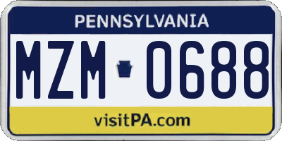 PA license plate MZM0688
