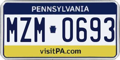 PA license plate MZM0693