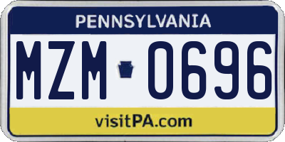 PA license plate MZM0696