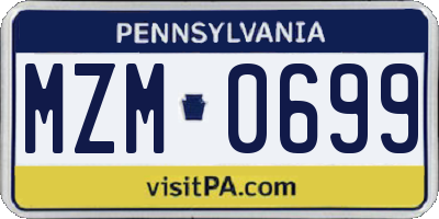 PA license plate MZM0699