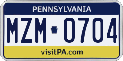 PA license plate MZM0704