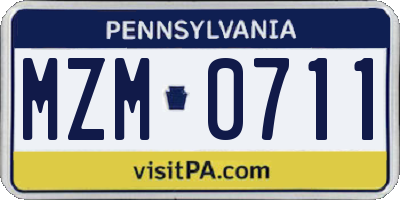 PA license plate MZM0711