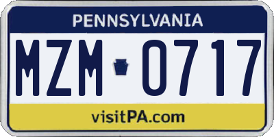 PA license plate MZM0717