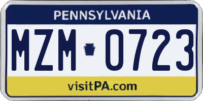 PA license plate MZM0723