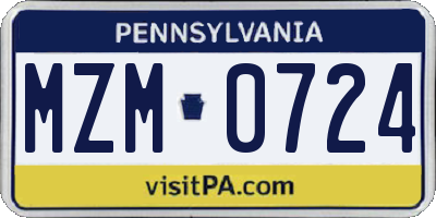 PA license plate MZM0724