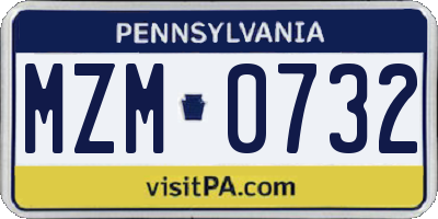 PA license plate MZM0732