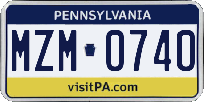 PA license plate MZM0740