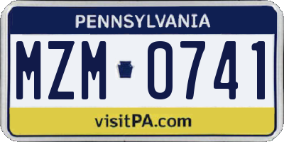 PA license plate MZM0741