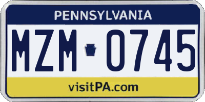PA license plate MZM0745