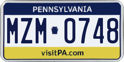 PA license plate MZM0748