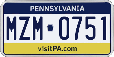 PA license plate MZM0751