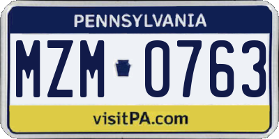 PA license plate MZM0763
