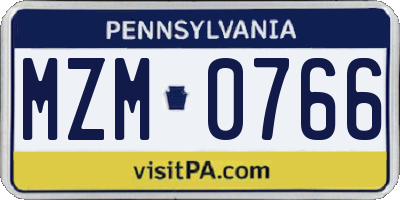 PA license plate MZM0766