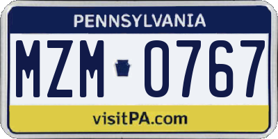 PA license plate MZM0767