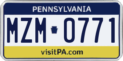 PA license plate MZM0771