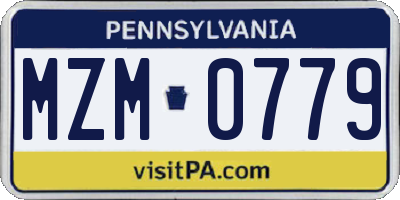 PA license plate MZM0779