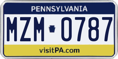 PA license plate MZM0787