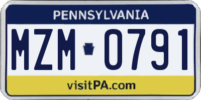 PA license plate MZM0791