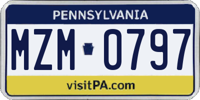 PA license plate MZM0797
