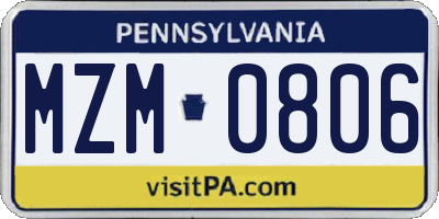 PA license plate MZM0806