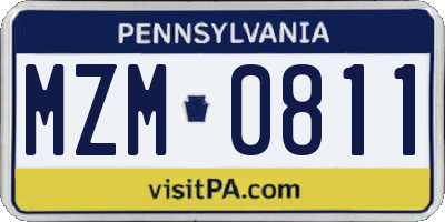 PA license plate MZM0811