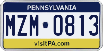 PA license plate MZM0813