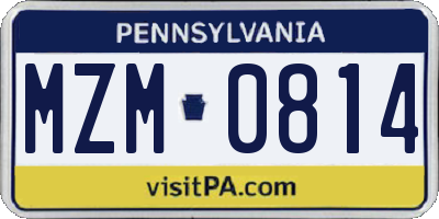 PA license plate MZM0814