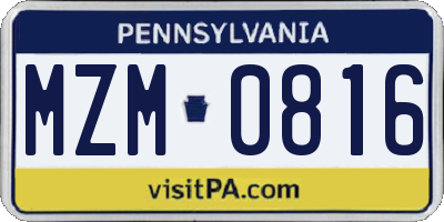 PA license plate MZM0816