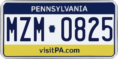 PA license plate MZM0825