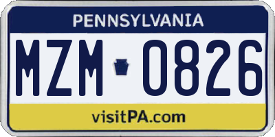 PA license plate MZM0826