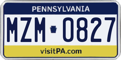 PA license plate MZM0827