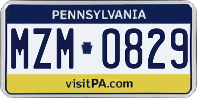 PA license plate MZM0829