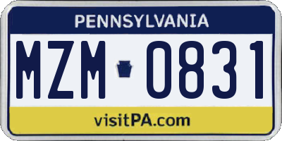 PA license plate MZM0831