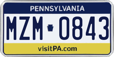 PA license plate MZM0843