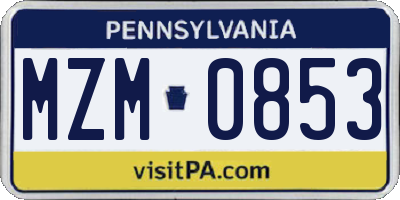 PA license plate MZM0853