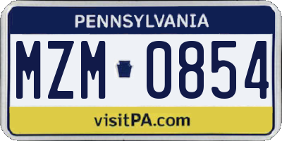 PA license plate MZM0854